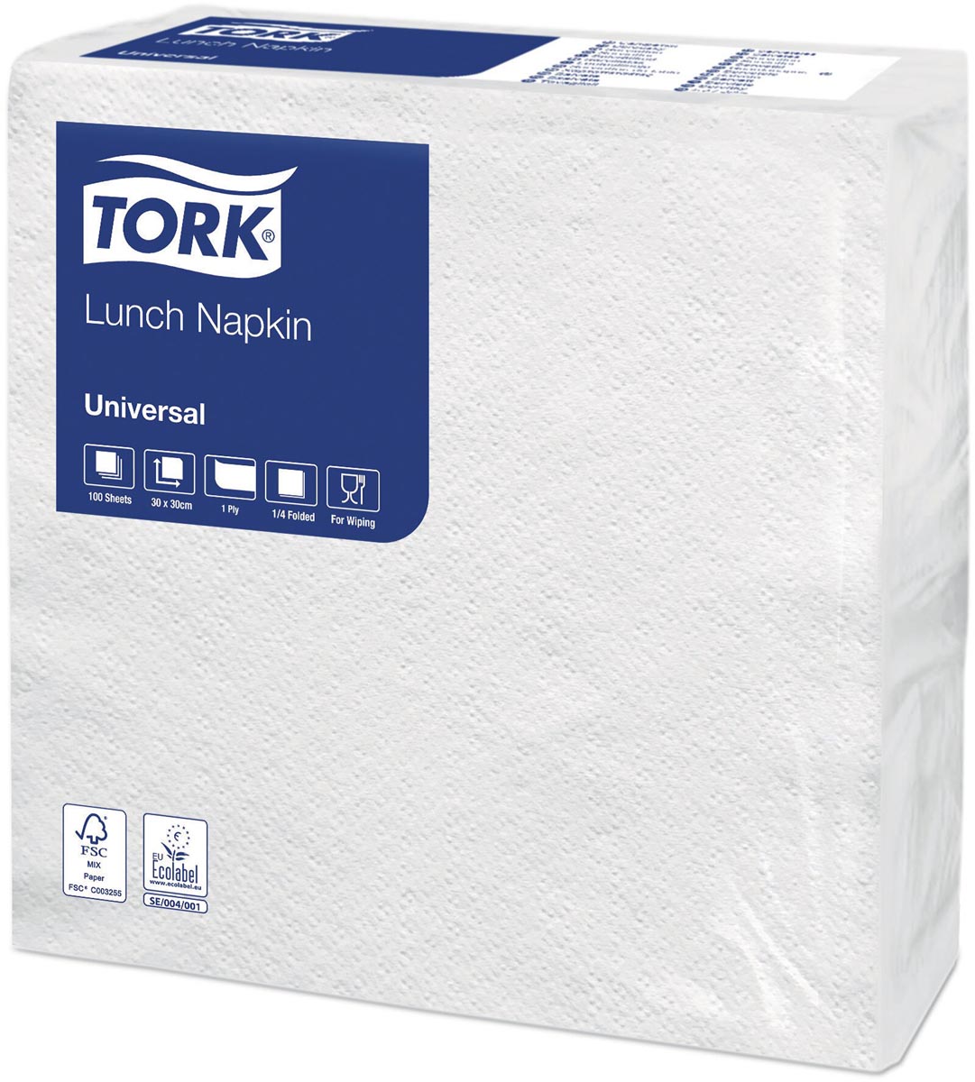 Tork servetten ft 30 x 30 cm, 1-laags, wit, pak van 100 stuks Tork servetten ft 30 x 30 cm, 1-laags, wit, pak van 100 stuks