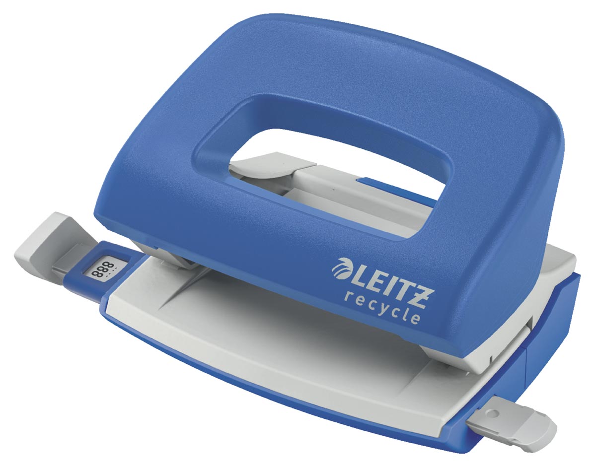 Leitz Recycle Duurzame Mini 2-Gaats Perforator - Perforeert tot 10 Vel - Blauw