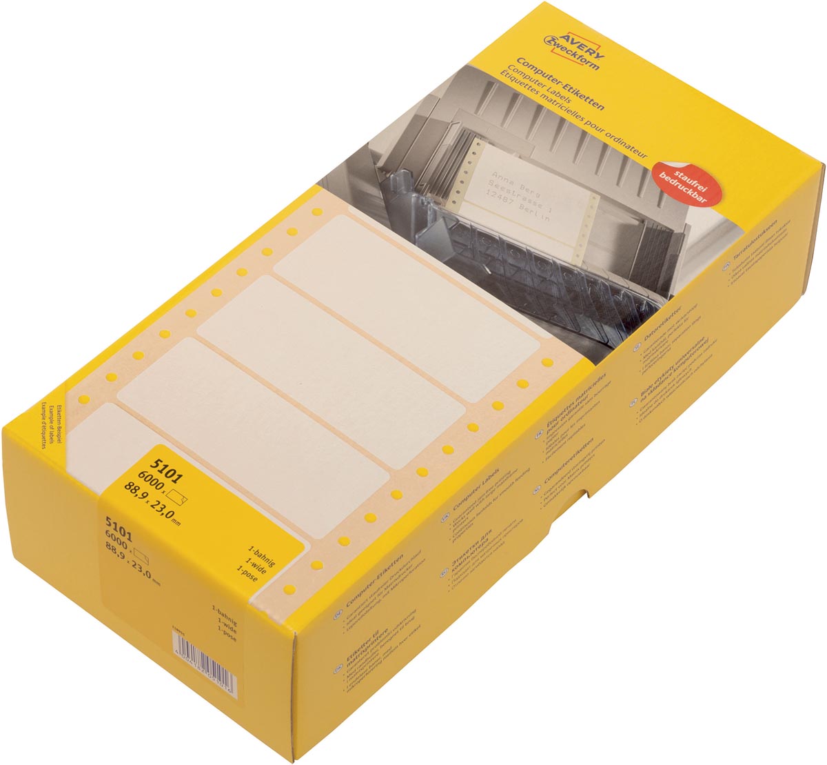Avery Witte computeretiketten ft 88,9 x 23 mm (b x h), 6.000 stuks