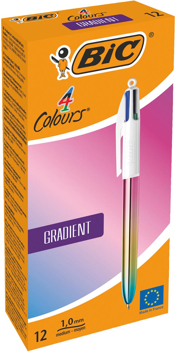 Afbeelding van Bic Colours Gradient 4-kleurenbalpen, medium, klassieke inktkleuren