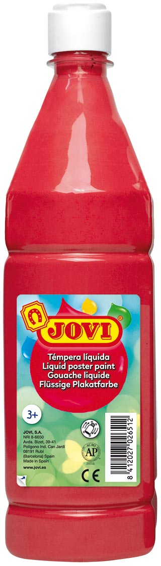 Jovi plakkaatverf, fles van 1000 ml, vermiljoen