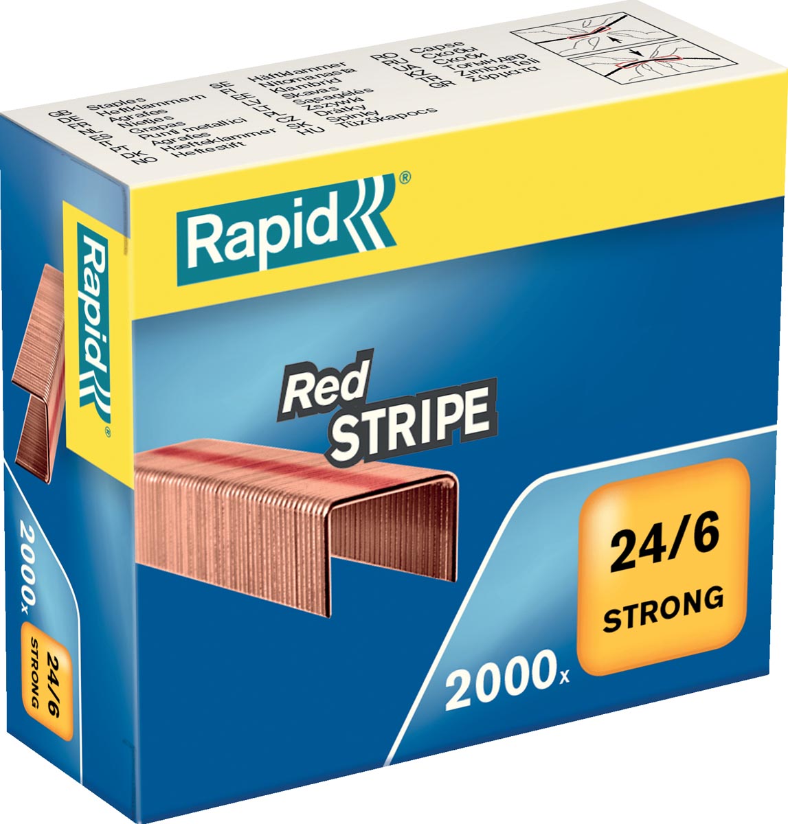 Rapid Nietjes 24/6, Red Stripe, verkoperd, doos van 2000 nietjes afbeelding