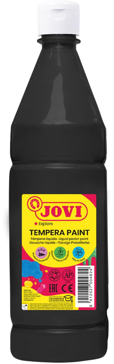 Jovi plakkaatverf, fles van 1000 ml, zwart Jovi plakkaatverf, fles van 1000 ml, zwart