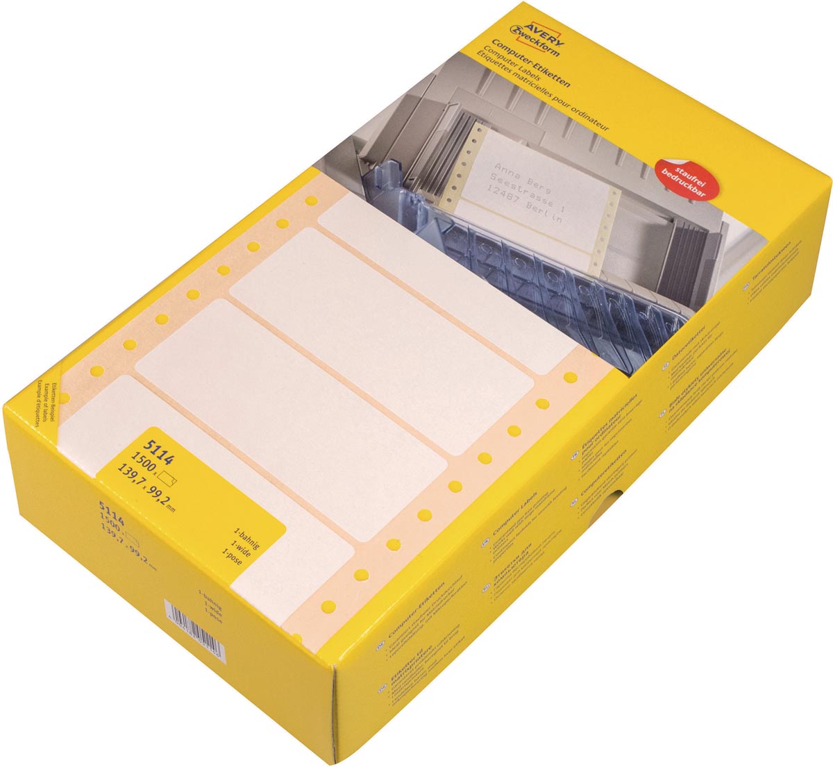 Avery witte computeretiketten ft 139,7 x 99,2 mm (b x h), 1.500 stuks
