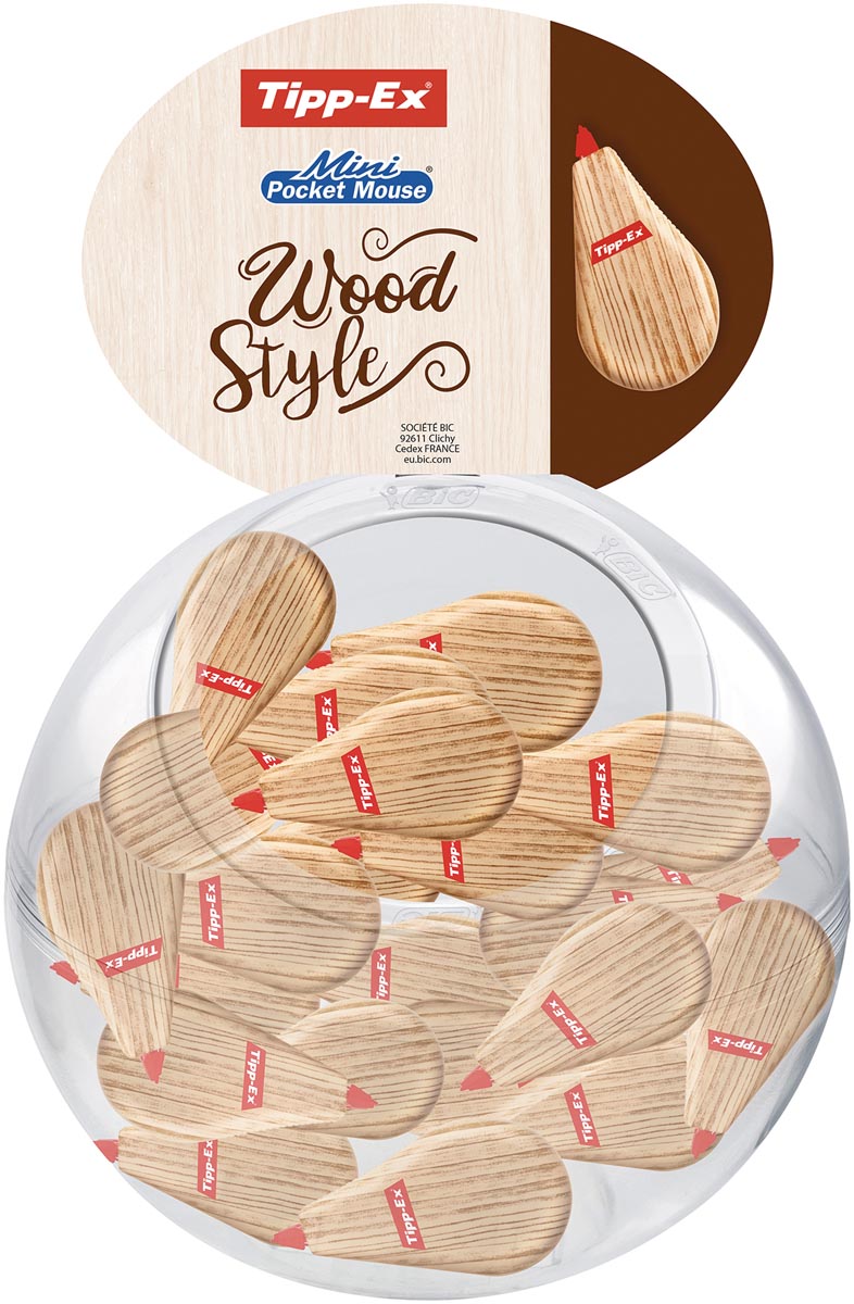 Tipp-Ex Mini Pocket Mouse Wood Style, bubbel met 40 stuks