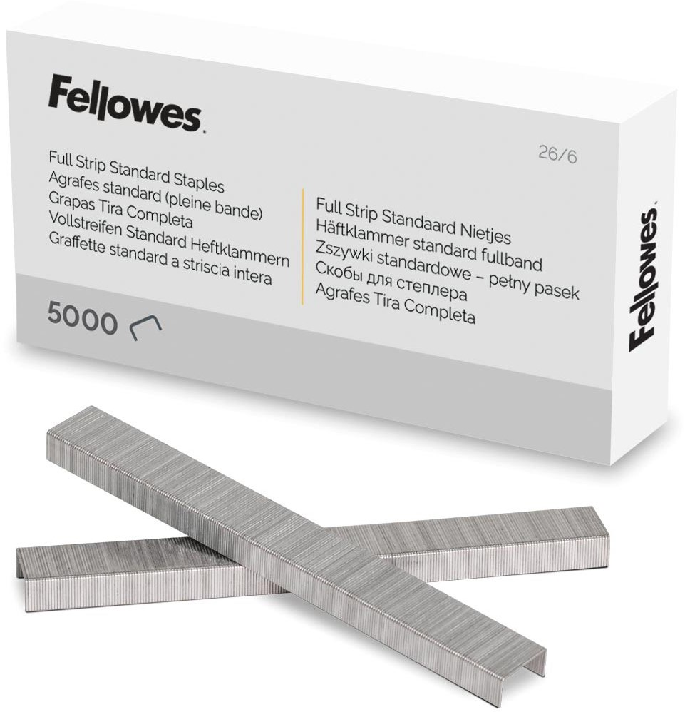Agrafes Fellowes 26/6 - Lot De 5000 - Pour Agrafeuse Pleine Bande - Acier Résistant - Bande De 107 Mm
