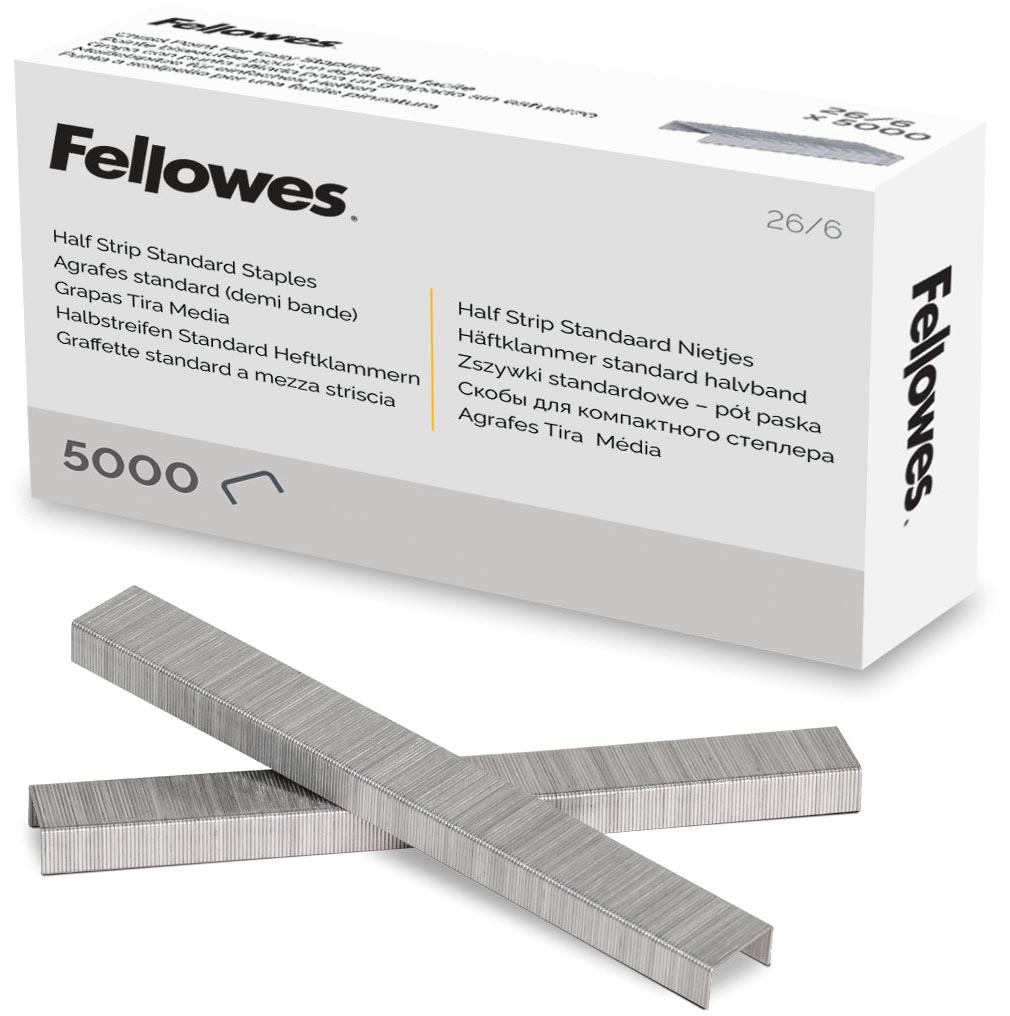 Fellowes nietjes 26/6, half strip, doos van 5.000 nietjes Fellowes nietjes 26/6, half strip, doos van 5.000 nietjes