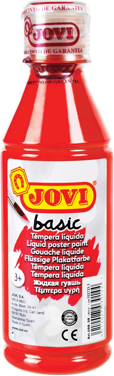 Jovi plakkaatverf, fles van 250 ml, vermiljoen