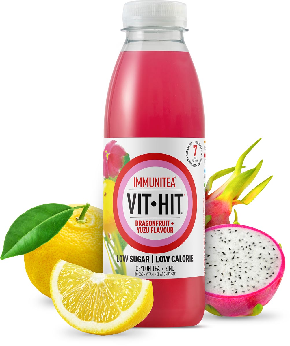 Vit Hit vitaminedrank Immunitea Dragon Fruit, flesje van 50 cl, pak van 12 stuks afbeelding