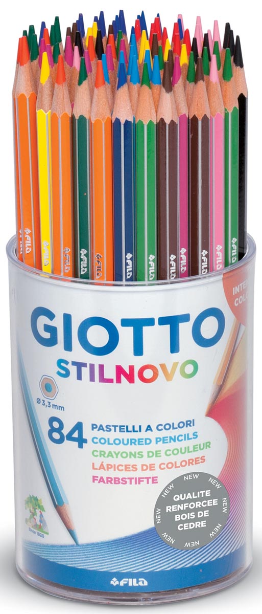 Giotto Stilnovo Kleurpotloden Pot Met 84 Potloden In Geassorteerde Kleuren huismerk kopen in de aanbieding