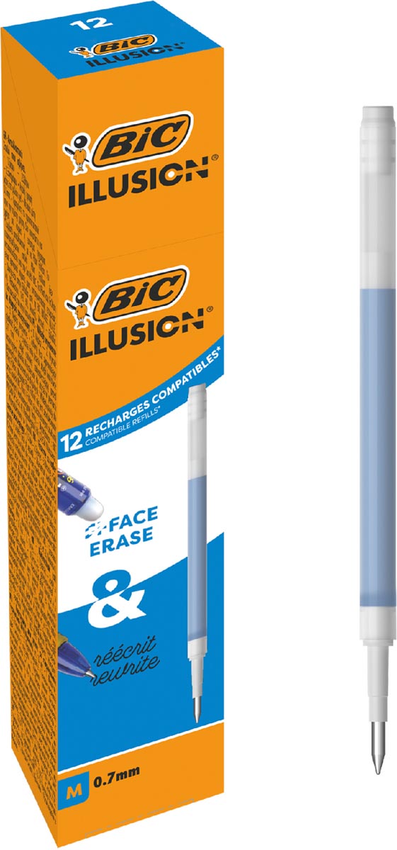 Bic vulling voor gelroller Gel-ocity illusion, doos van 12 stuks, blauw