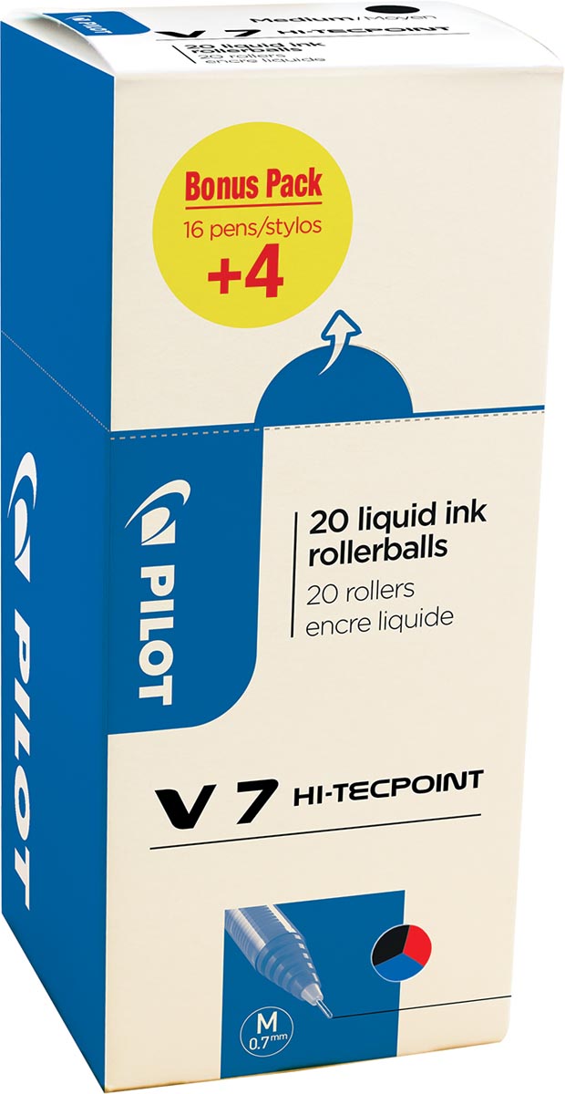 Pilot roller Hi-Tecpoint V7 0,5 mm, value pack met 16 + 4 stuks in geassorteerde kleuren