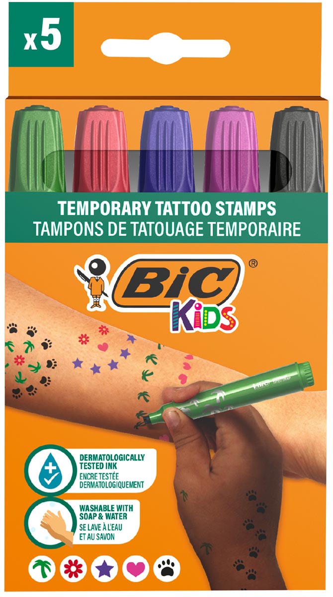 Bic Kids tijdelijke tattoo stempels, assorti, set van 5 stuks afbeelding