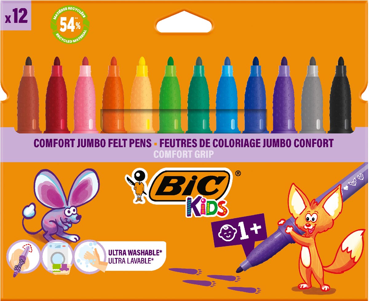 Bic Kids Comfort Jumbo viltstiften, etui van 12 stuks afbeelding