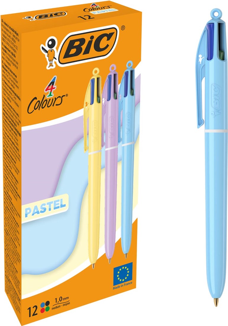 Bic Colours Pastel 4-kleurenbalpen, medium, klassieke inktkleuren ...