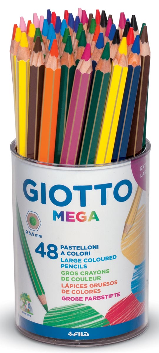 Giotto Mega Kleurpotloden Pot Met 48 Stuks In Geassorteerde Kleuren huismerk kopen in de aanbieding