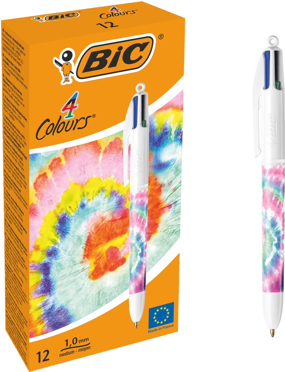 Afbeelding van Bic Colours Decors Botanical Universe 4-kleurenbalpen, medium, klassieke inktkleuren, doos van 12 stuks