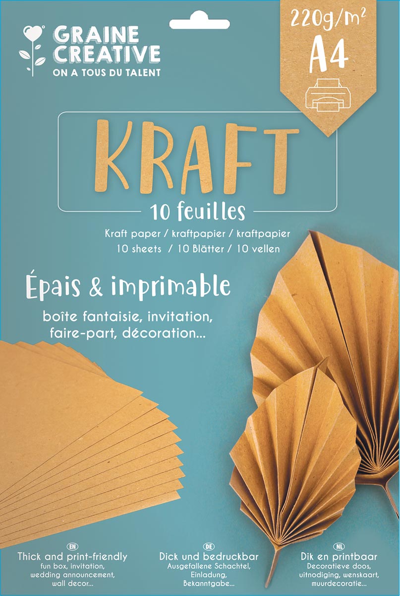Graine Créative pak van 10 vellen kraftpapier, ft A4 Graine Créative pak van 10 vellen kraftpapier, ft A4