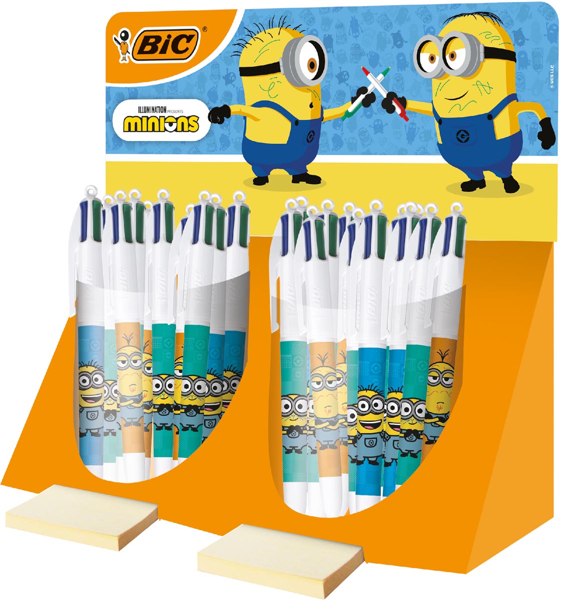 Bic Colours Minions 4-kleurenbalpen, medium, klassieke inktkleuren, display van 40 stuks afbeelding