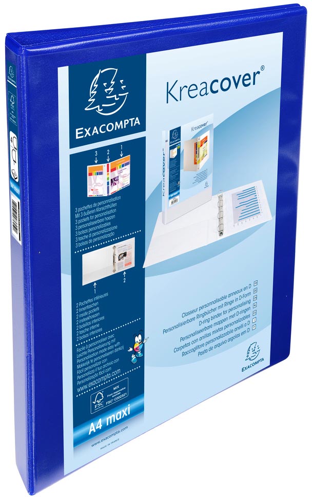 Exacompta ringmap Kreacover, ft A4 maxi, 4 D-ringen van 2 cm, blauw