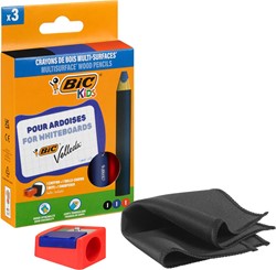Bic Kids potlood voor whiteboards Multisurface, assorti, etui van 3 stuks + slijper en doek