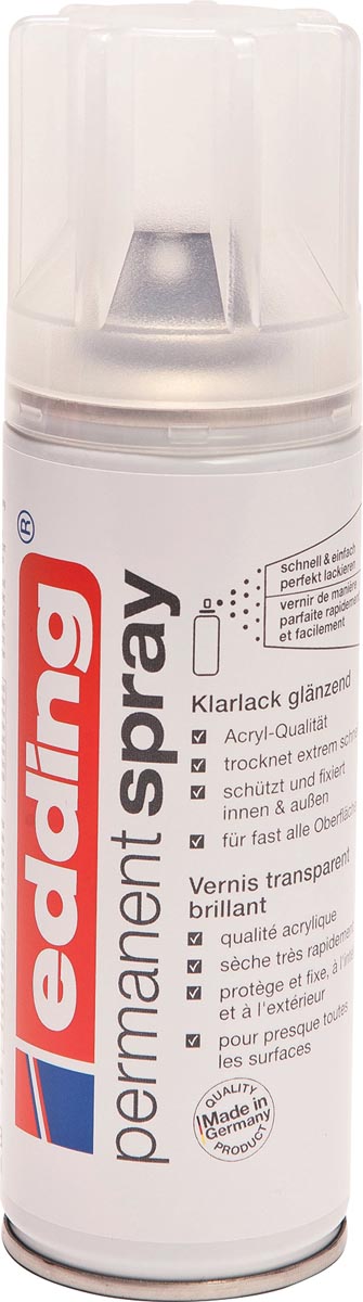 Edding Permanent Spray 5200 transparante lak, 200 ml, glans afbeelding