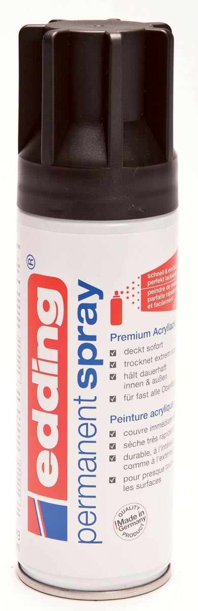 Edding Permanent Spray 5200, 200 ml, diepzwart mat Edding Permanent Spray 5200, 200 ml, diepzwart mat