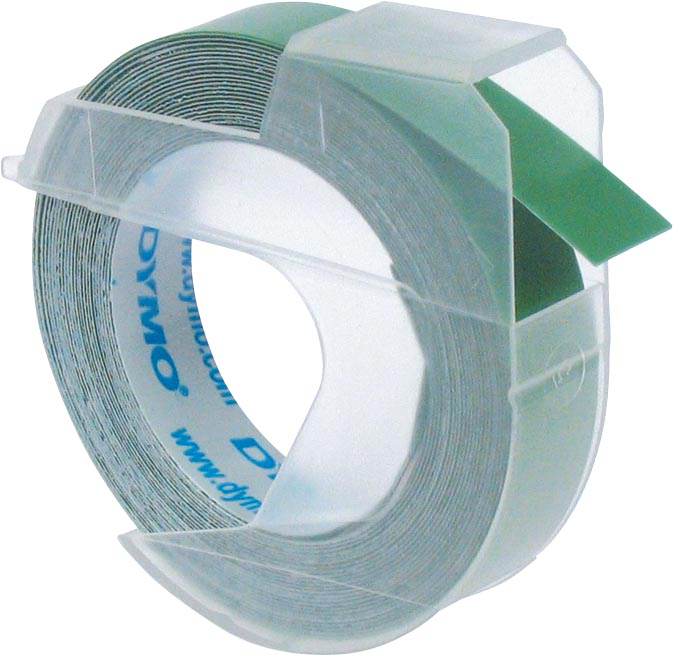 Dymo tape 9 mm voor lettertang Omega, groen Dymo tape 9 mm voor lettertang Omega, groen