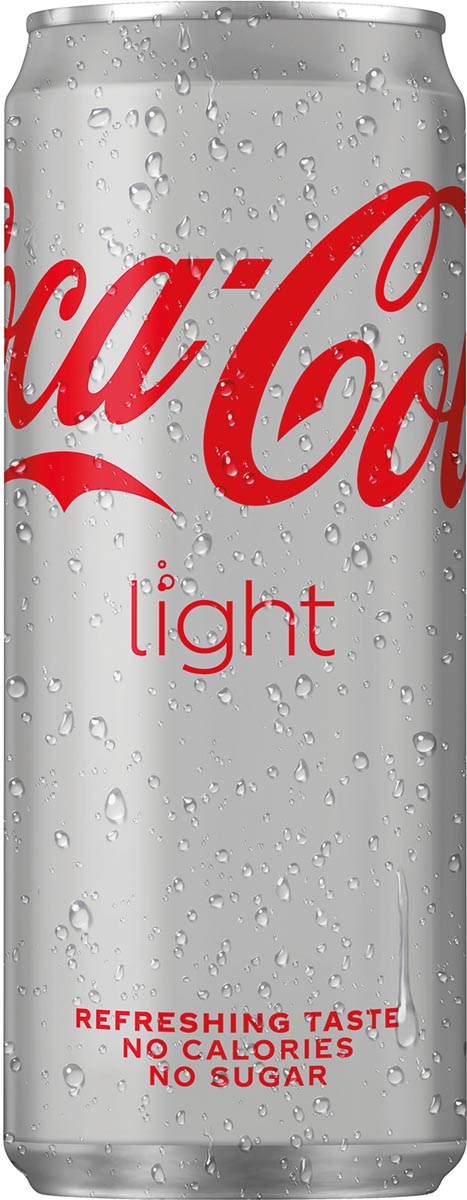 Coca-Cola Light frisdrank, sleek blik van 33 cl, pak van 24 stuks