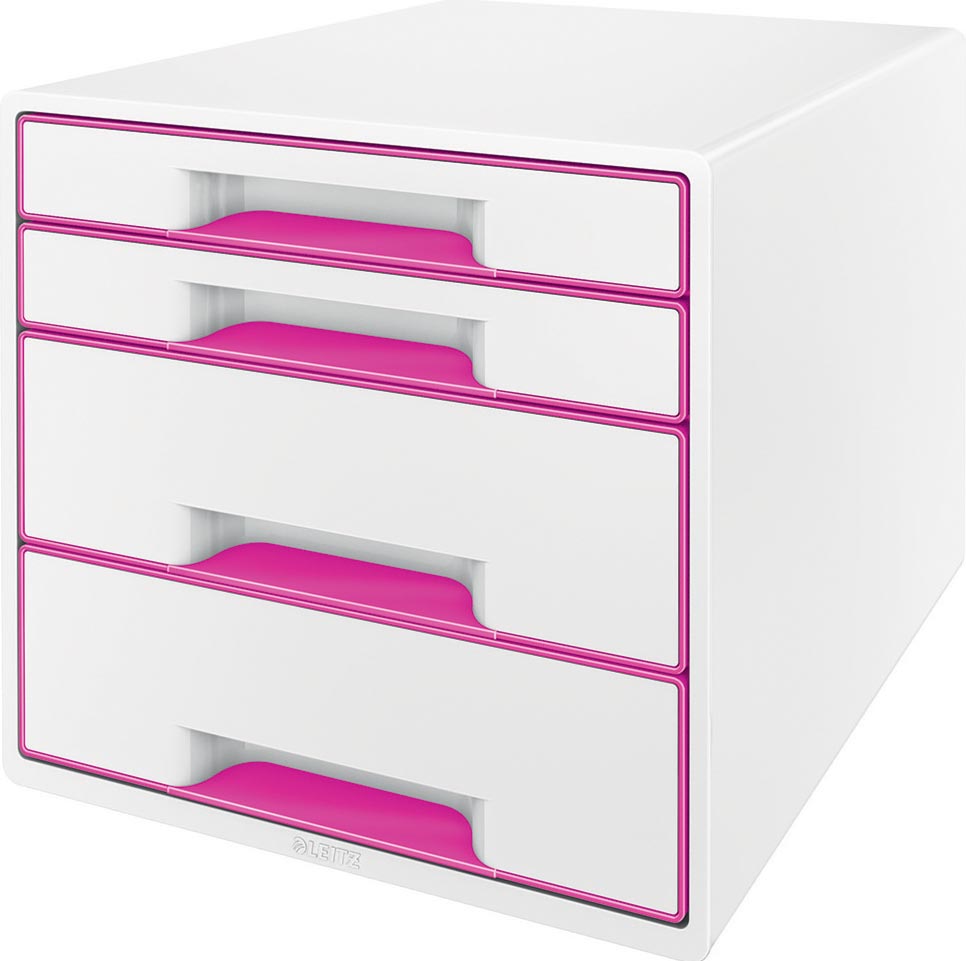 Leitz ladenblok WOW, 4 laden, wit/roze