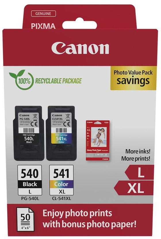 Canon photo value pack 1 x PG-540L + 1 x CL-541XL 300 400 OEM 5224B012 4 kleuren