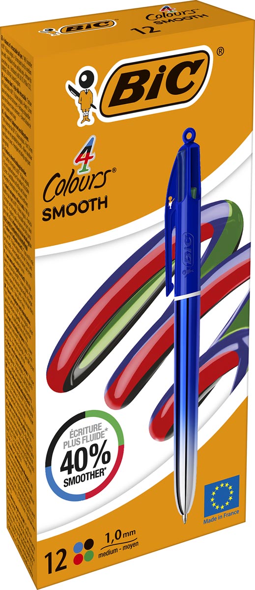 BIC Colours Smooth Gradiant 4-kleurenbalpen, medium, blauw afbeelding