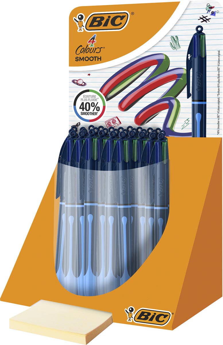 BIC Colours Smooth Drop 4-kleurenbalpen, medium, display van 30 stuks afbeelding