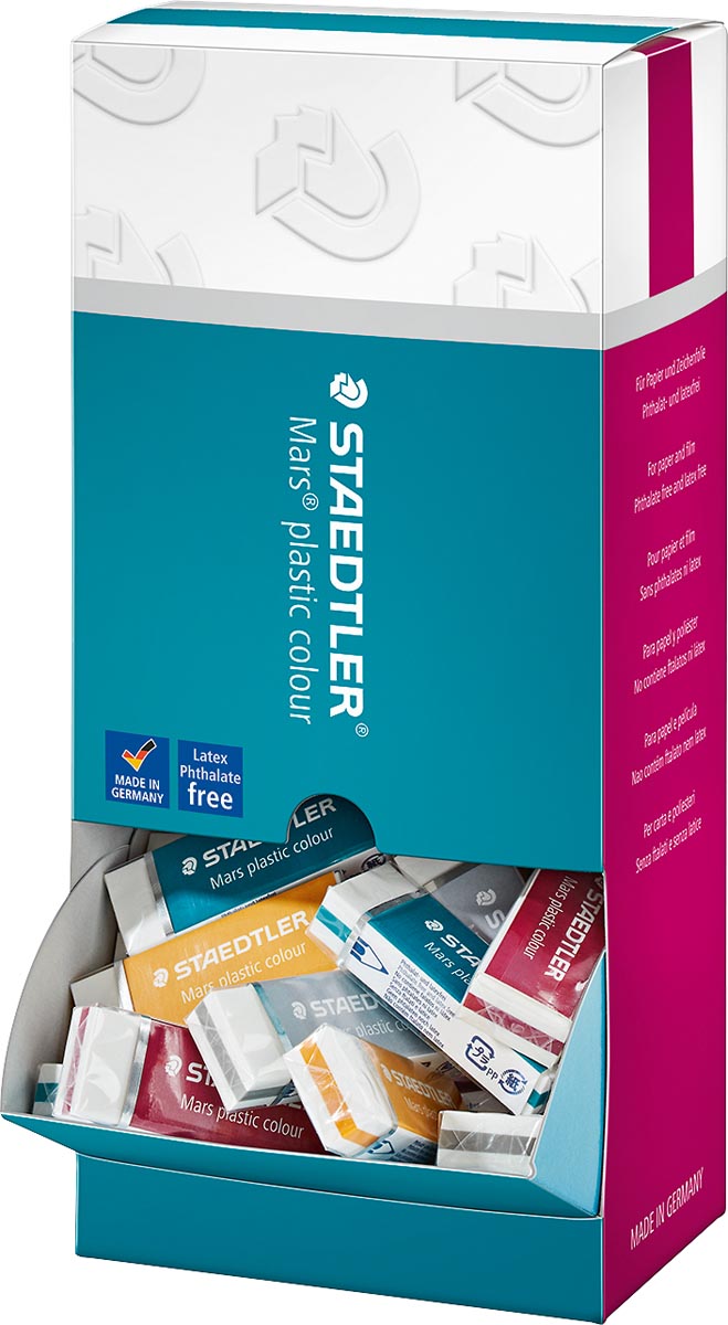 Staedtler Mars plastic colour gum, display van 40 gommen, wit