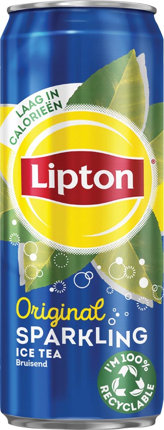 Lipton Ice Tea Sparkling frisdrank, bruisend, sleek blik van 33 cl, pak van 24 stuks