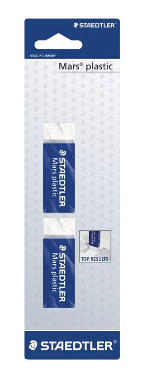 Staedtler gum Mars Plastic, wit, blister van 2 stuks