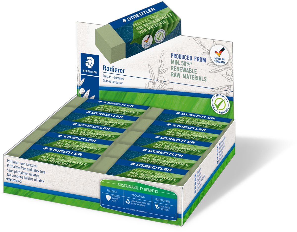 Staedtler gum Eco, olijfgroen, ft 65 x 23 x 13 mm afbeelding