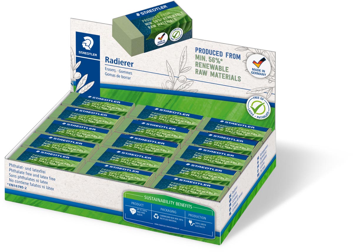 Staedtler gum Eco, olijfgroen, ft 43 x 19 x 13 mm afbeelding