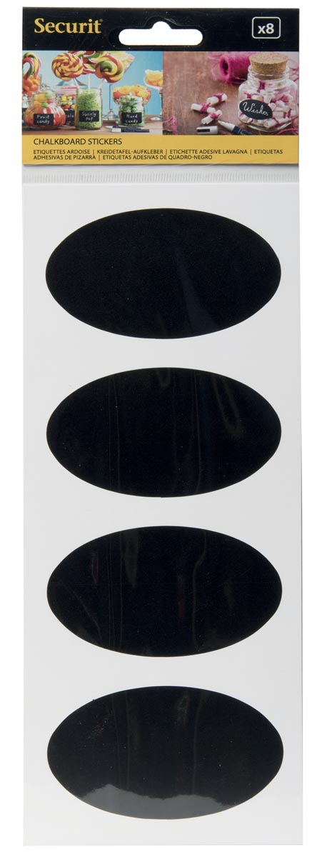 Securit krijtbordsticker zelfklevend, ovaal, blister met 8 stuks