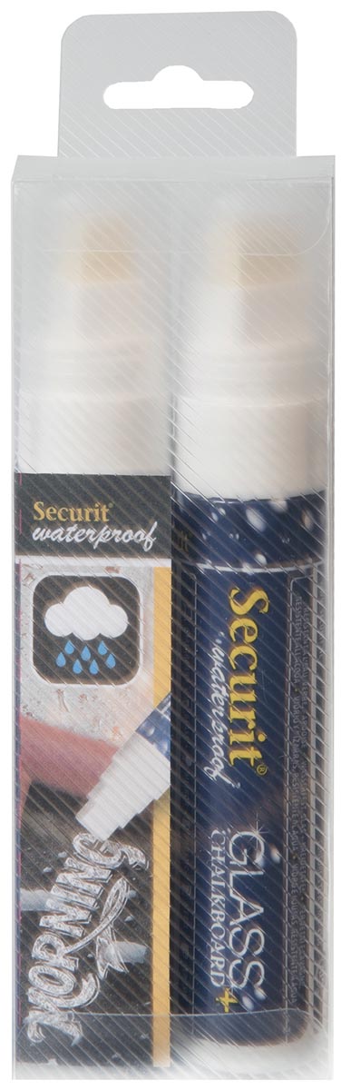 Securit Waterproof krijtmarker large wit, blister met 2 stuks afbeelding