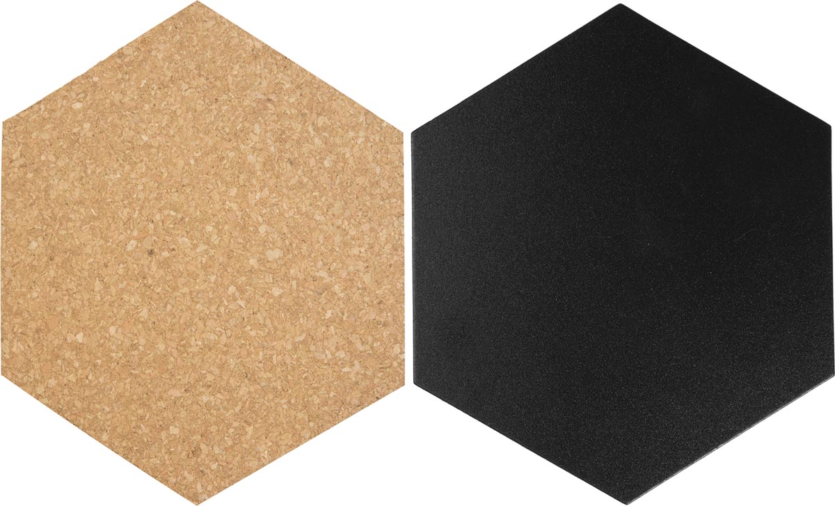 Securit Hexagon set van drie kurkborden, vier krijtborden en accessoires afbeelding