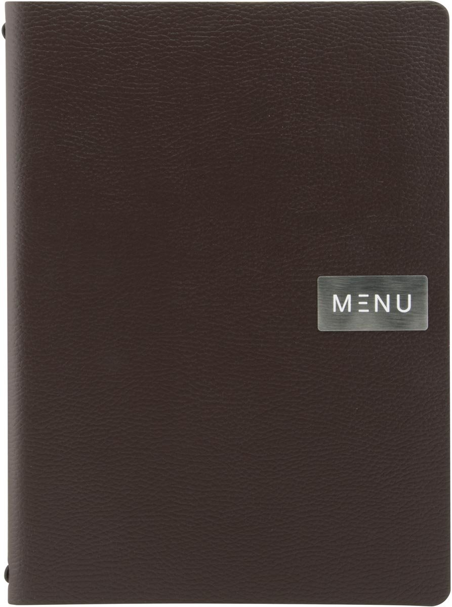 Securit Menukaart leather Raw, ft A4, bruin