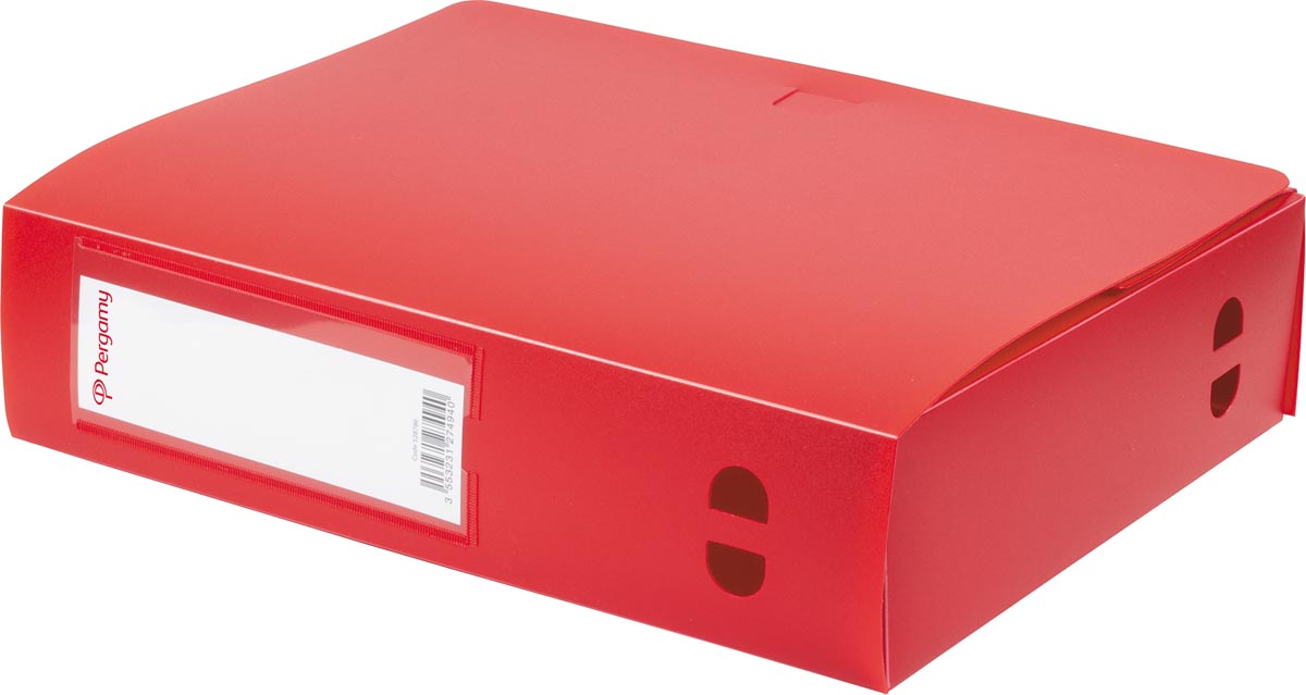 Pergamy elastobox, voor ft A4, uit PP van 700 micron, rug van 8 cm, rood