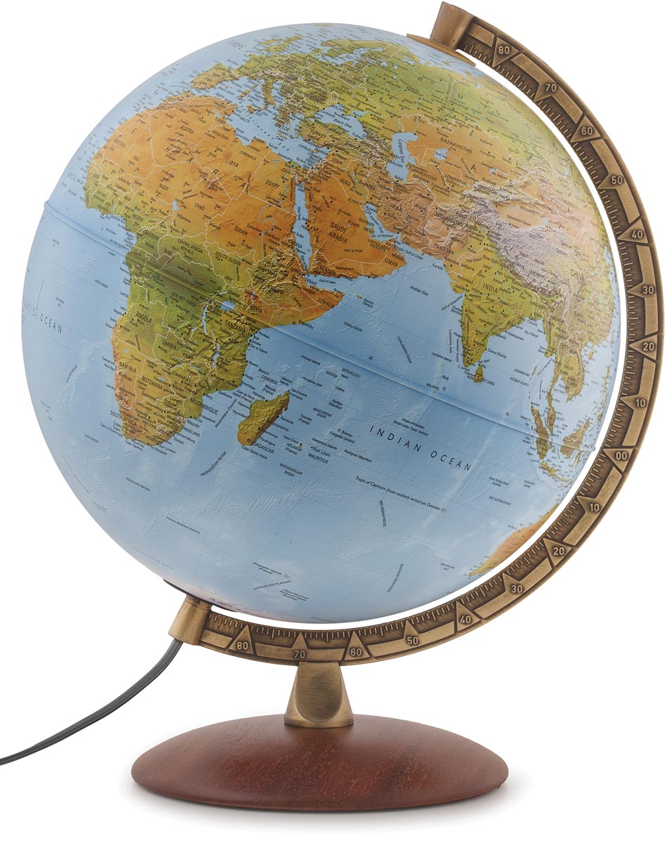 Wereldbol Astra, met dubbel effect: relief en politiek, diameter 30 cm, Nederlands