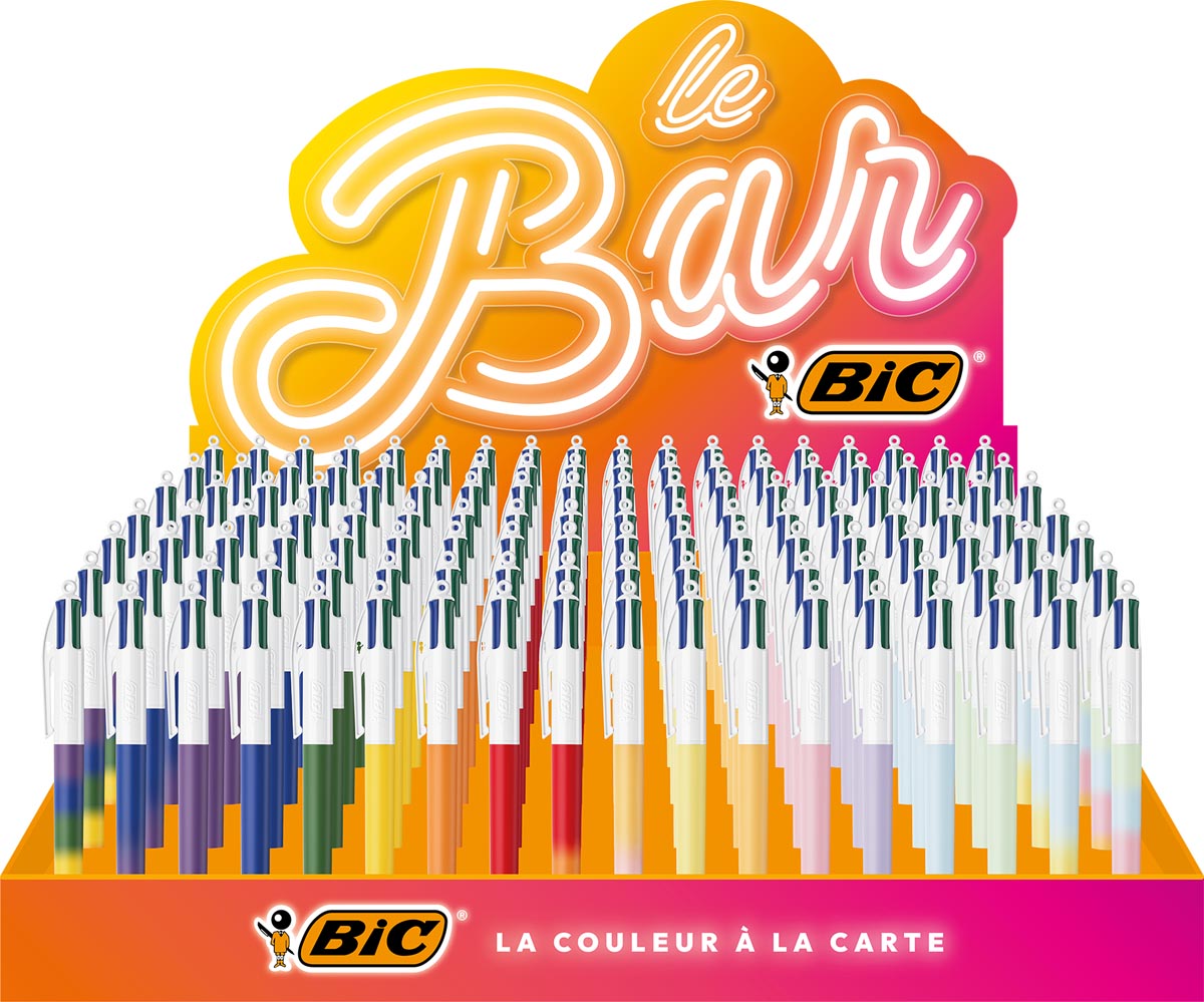 BIC Colours BAR 4-kleurenbalpen, geassorteerde kleuren, display van 216 stuks afbeelding
