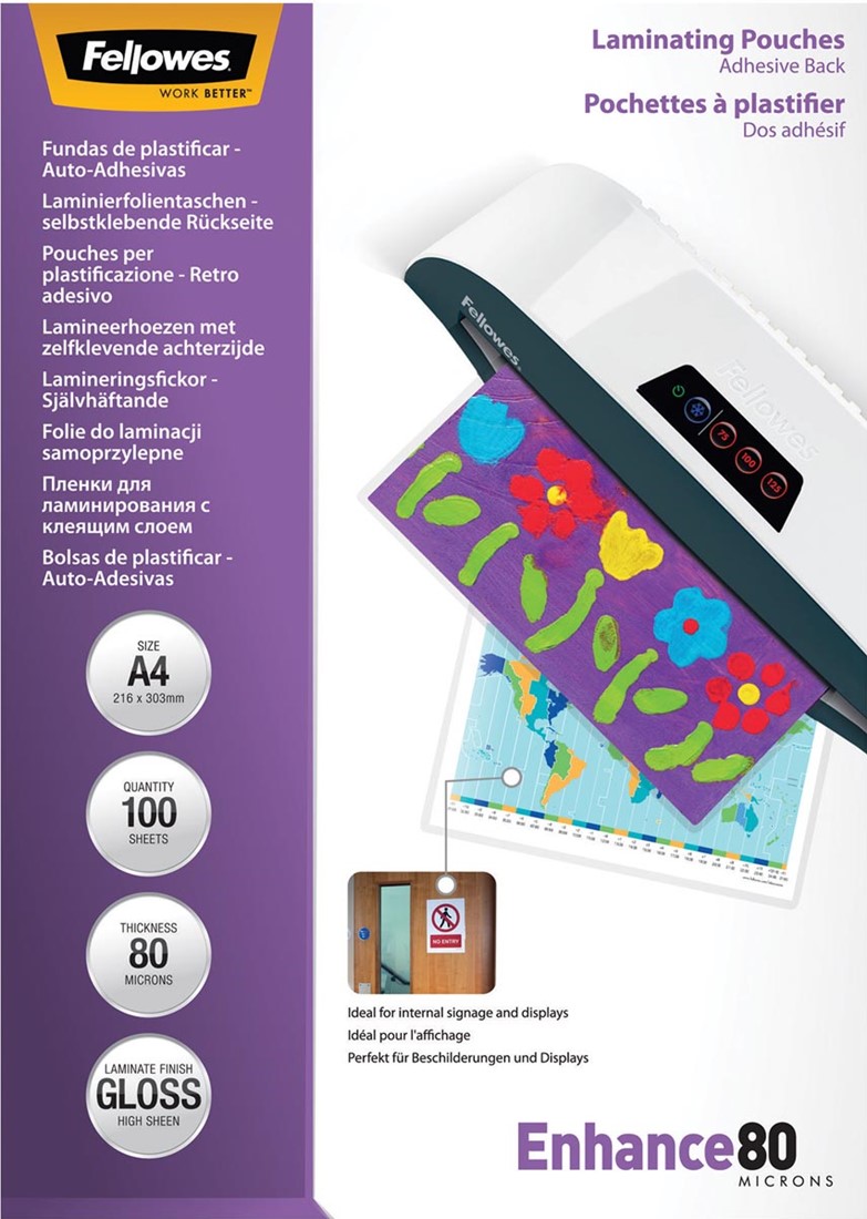 Fogli Plastificazione Fellowes Enhance80 A4 - 80 Micron, Adesivo, Confezione Da 100 - Foto 13