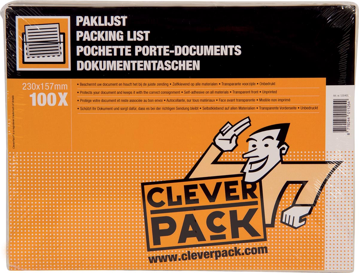 Cleverpack documenthouder, onbedrukt, ft 230 x 157 mm, pak van 100 stuks-2