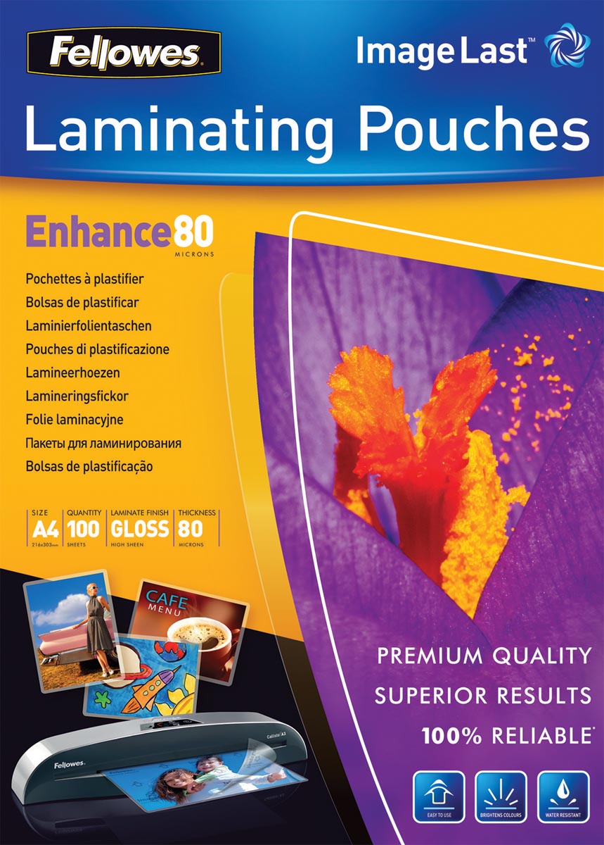 Fellowes lamineerhoes Enhance80 ft A4, 160 micron (2 x 80 micron), pak van 100 stuks