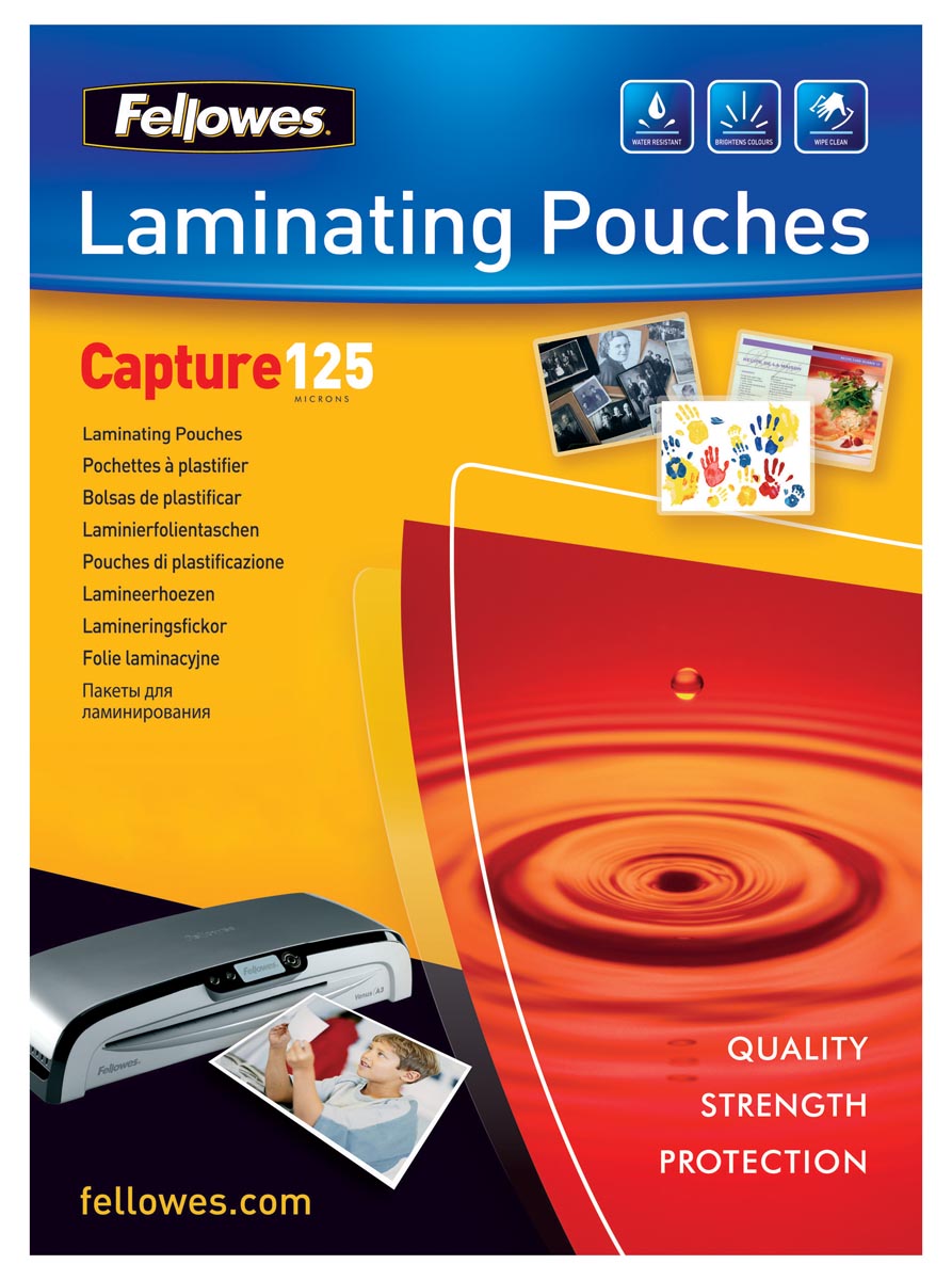 Fellowes lamineerhoes Capture125 ft 83 x 113 mm, 250 micron (2 x 125 micron), pak van 100 stuks