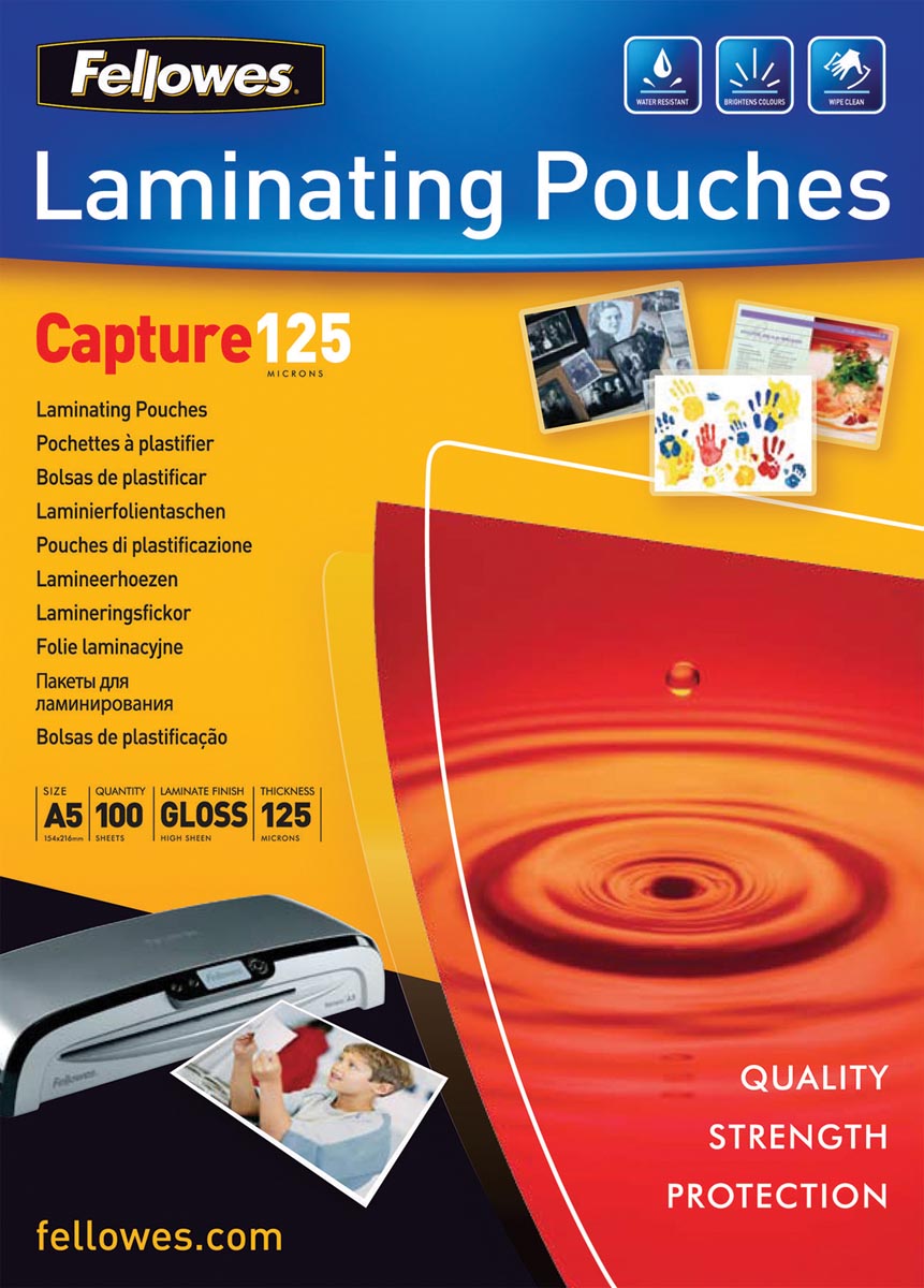 Fellowes lamineerhoes Capture125 ft A5, 250 micron (2 x 125 micron), pak van 100 stuks